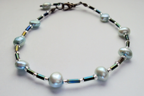 Handmade Pale Blue Freshwater Pearl Bracelet 